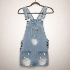 Women’s Unique Light Wash Denim Jean Overall Dress